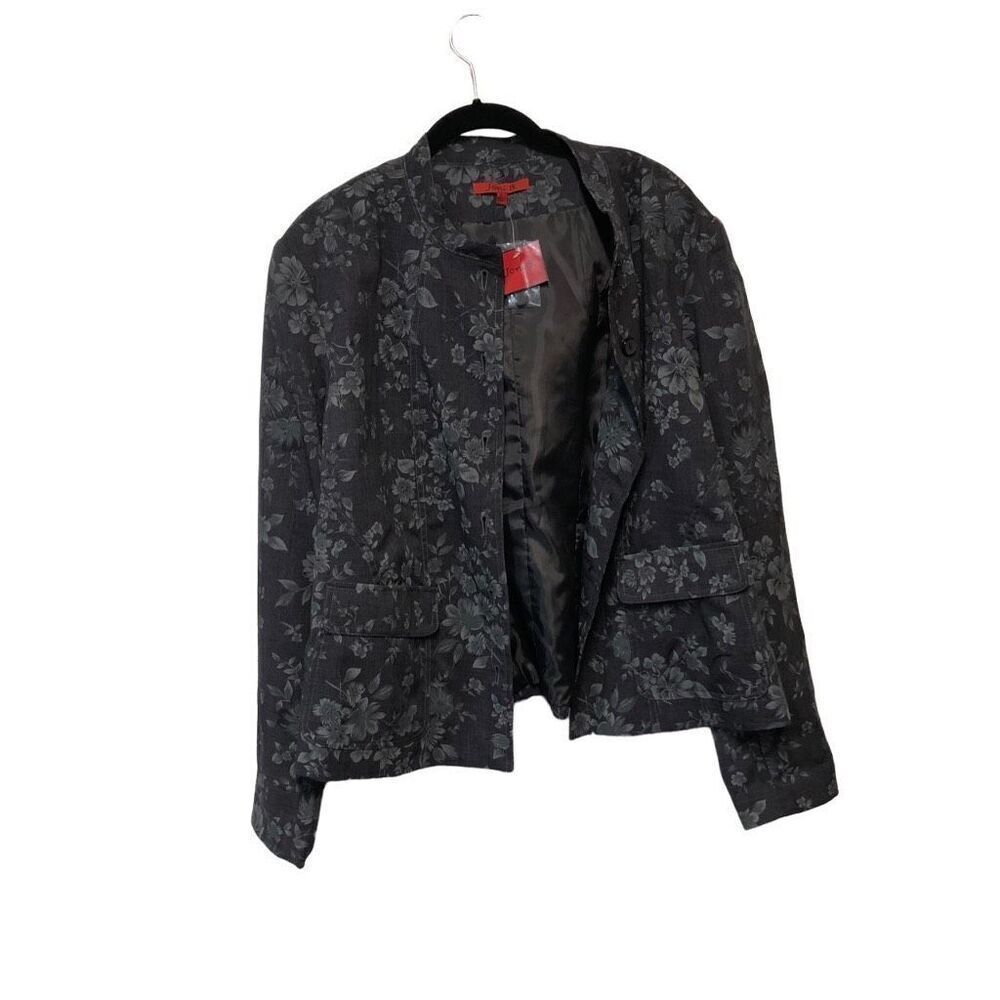 Joni B Floral Grey and Black Jacket Extra Large (XL) NWT